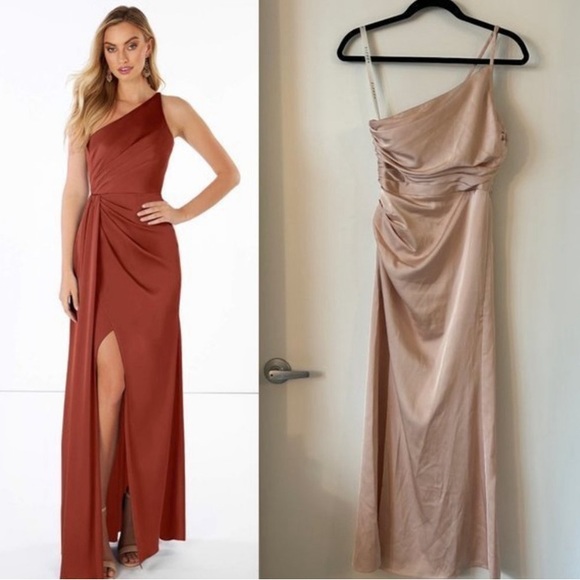 Azazie Mika Bridesmaid Dress Blush Pink Size 6 - Picture 3 of 10